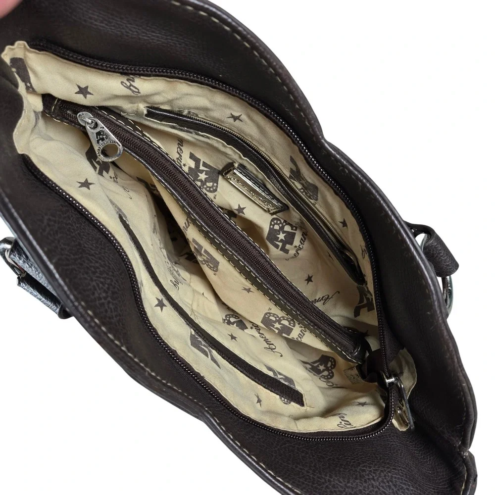 American Bling Western Cross Shoulder Bag Red Croc Embossed Rhinestone Studded - Picture 6 of 16